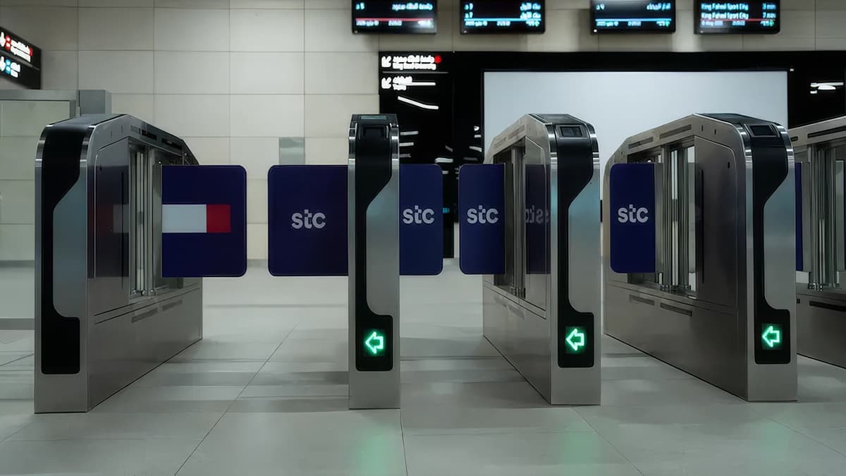 Ticket gateway advertising inside a Riyadh Metro station